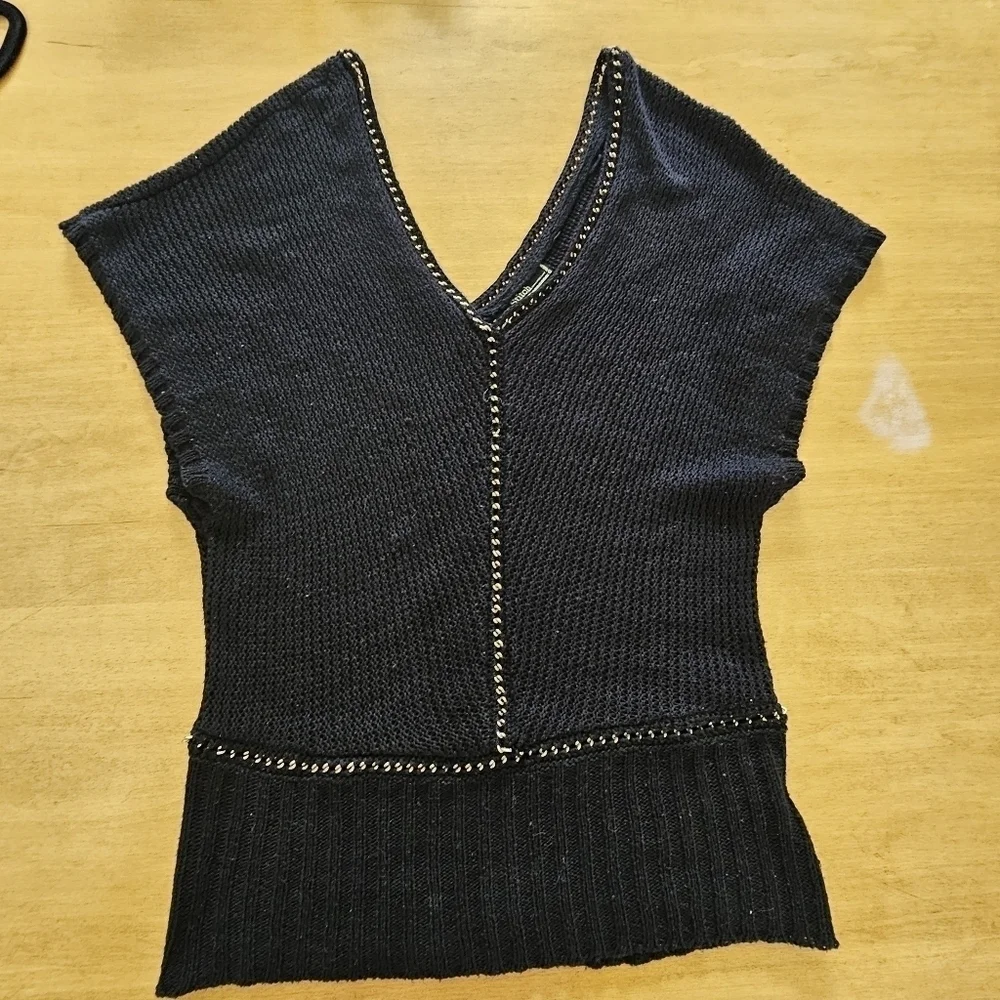 Love Stitch Net Weave Crotchet Sweater Black Size S - Picture 12 of 13